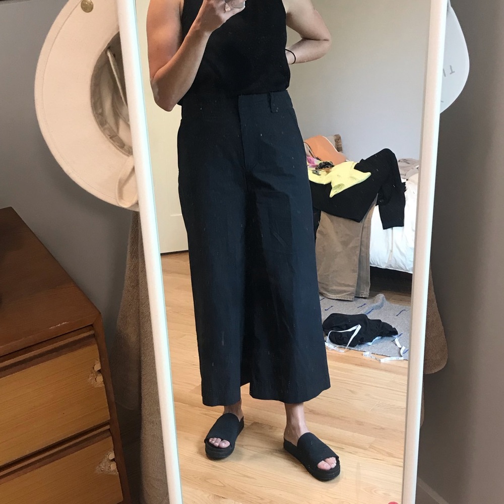 COS wide leg cropped black pants